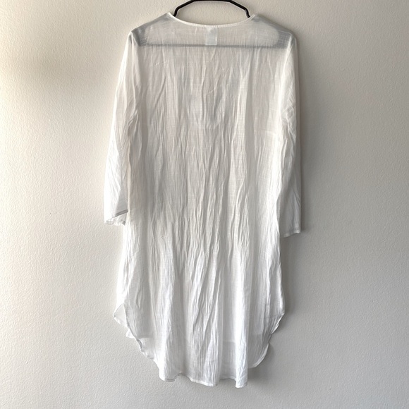 Kona Sol White Embroidered Neckline Cover Up Dress Size Large - Picture 4 of 5